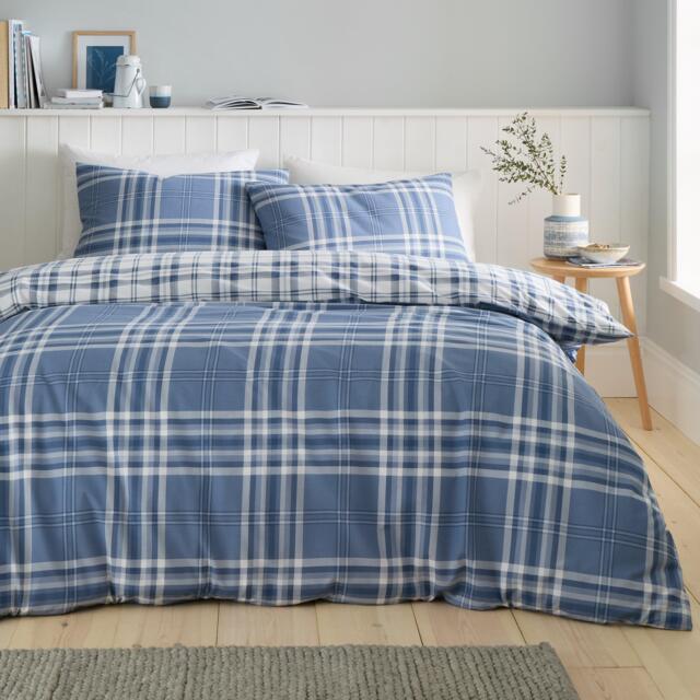 Catherine Lansfield Kelso Check Reversible Duvet Cover Set - image 1