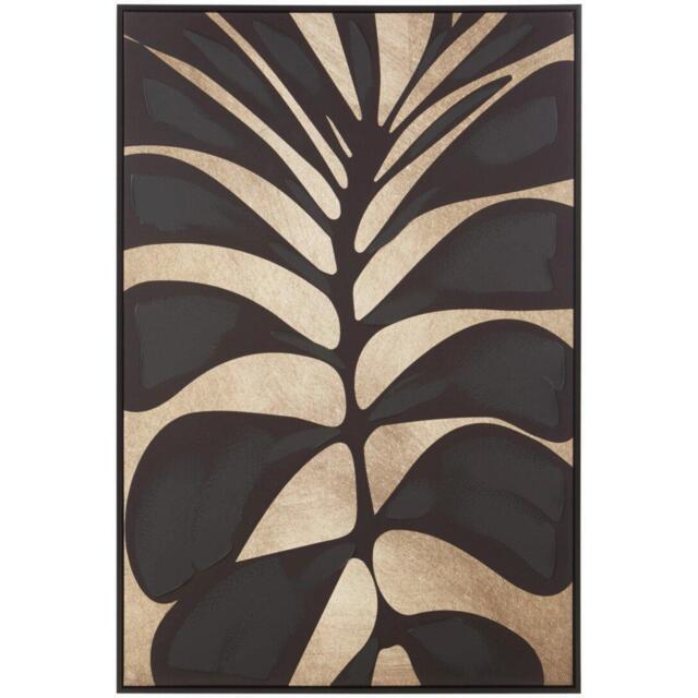 Fifty Five South Astratto Canvas Black Leaf Design Wall Art - image 1
