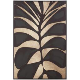 Fifty Five South Astratto Canvas Black Leaf Design Wall Art - thumbnail 1