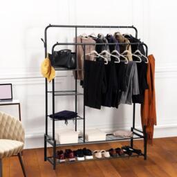 House of Home Double Clothes Rail with 2 Shoe Racks ,3 Shelves - thumbnail 3