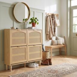 Urban Meuble Farmhouse Rattan Shoe Storage Cabinet - thumbnail 2