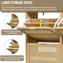 Urban Meuble Farmhouse Rattan Shoe Storage Cabinet - thumbnail 7