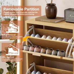 Urban Meuble Farmhouse Rattan Shoe Storage Cabinet - thumbnail 9
