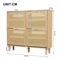 Urban Meuble Farmhouse Rattan Shoe Storage Cabinet - thumbnail 6