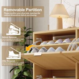 Urban Meuble Farmhouse Rattan Shoe Storage Cabinet - thumbnail 8