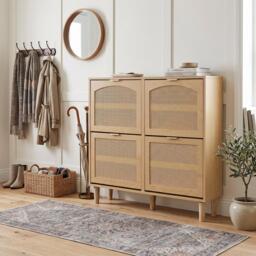 Urban Meuble Farmhouse Rattan Shoe Storage Cabinet - thumbnail 4