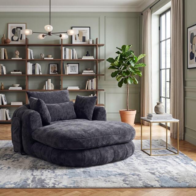 Urban Meuble Modern Chenille Chaise Lounge Armchair - image 1
