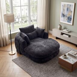 Urban Meuble Modern Chenille Chaise Lounge Armchair - thumbnail 4