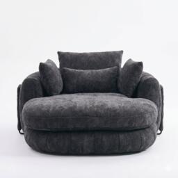 Urban Meuble Modern Chenille Chaise Lounge Armchair - thumbnail 7