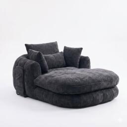 Urban Meuble Modern Chenille Chaise Lounge Armchair - thumbnail 5