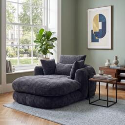Urban Meuble Modern Chenille Chaise Lounge Armchair - thumbnail 3