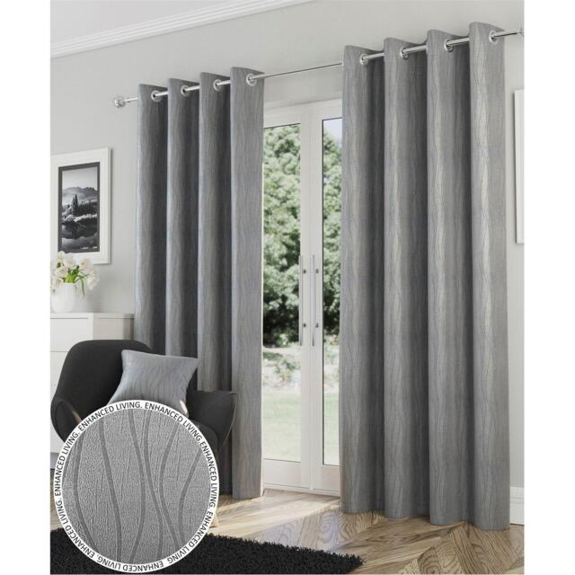 Enhanced Living Goodwood Silver Thermal Blockout Eyelet Curtains - image 1