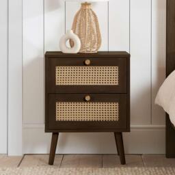 Birlea Croxley 2 Drawer Rattan Bedside - thumbnail 1