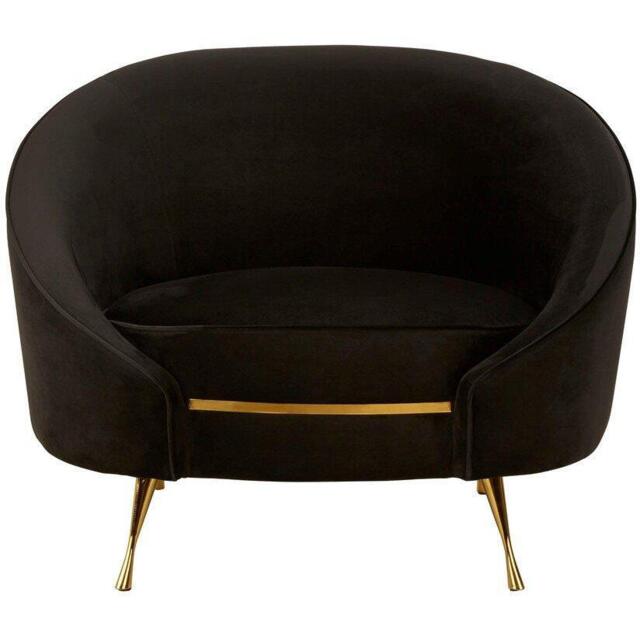 Fifty Five South Manhattan Black Velvet Armchair - image 1