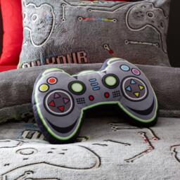 Catherine Lansfield Game Over Glow in the Dark Fleece Shaped Cushion
