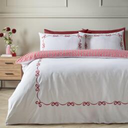 Catherine Lansfield Bow Embroidery Duvet Cover Set