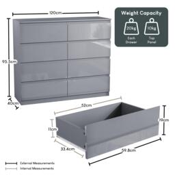 Lassic Glinton High Gloss 8 Drawer Chest - thumbnail 2