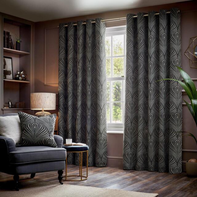 Paoletti Gatsby Jacquard Eyelet Curtains - image 1