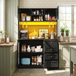 Urban Meuble Buffet Cabinet Farmhouse Fluted Glass - thumbnail 3