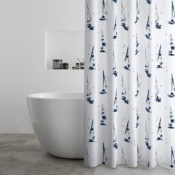 Catherine Lansfield Salcombe Boats Shower Curtain Panel - thumbnail 1