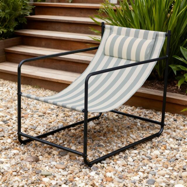 Linea Contemporary Striped Fabric Metal Frame Garden Chair - image 1