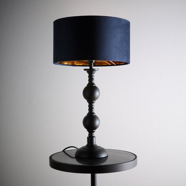 K Living Candelabra Black Metal Base Lamp with Velvet Shade - image 1