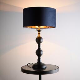 K Living Candelabra Black Metal Base Lamp with Velvet Shade - thumbnail 2
