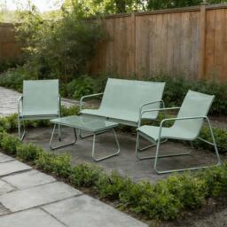 Linea 4-Piece Weather Resistant Glass Top Garden Dining Set