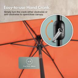VonHaus 2m Steel Garden Parasol - thumbnail 6