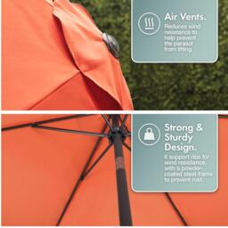 VonHaus 2m Steel Garden Parasol - thumbnail 5