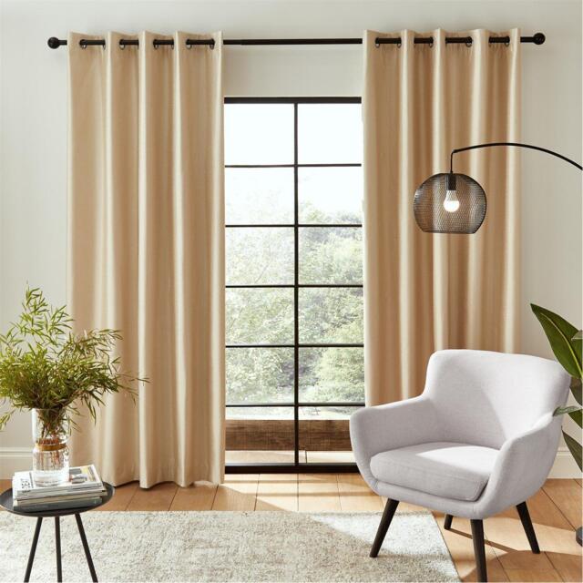 Catherine Lansfield Faux Silk Blackout Thermal Eyelet Curtains