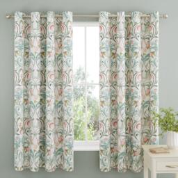 Catherine Lansfield Clarence Floral Lined Eyelet Curtains - thumbnail 2