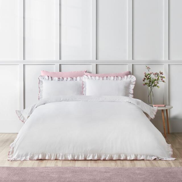 Catherine Lansfield Soft Mono Frill Duvet Cover Set - image 1