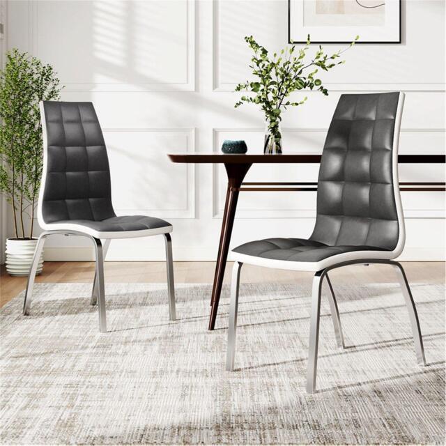 Kabinet UK Grey Faux Leather Dining Chair with Metal Legs - image 1