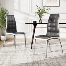 Kabinet UK Grey Faux Leather Dining Chair with Metal Legs