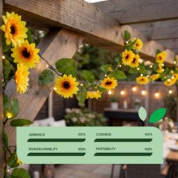 Streetwize 2m Solar Sunflower Outdoor Garland String Lights - thumbnail 5
