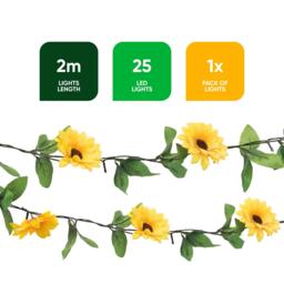 Streetwize 2m Solar Sunflower Outdoor Garland String Lights - thumbnail 2