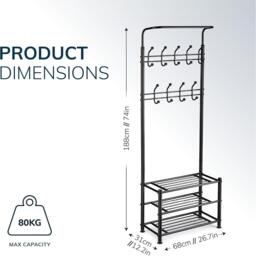 House of Home Multi Purpose Stand 18 Hooks For Clothes Shoes - thumbnail 2