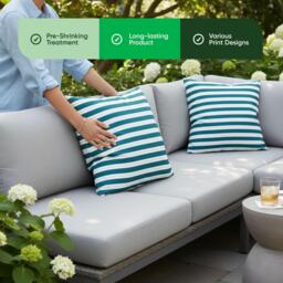 Streetwize Outdoor Pair of Teal Striped Scatter Cushions - thumbnail 5
