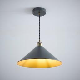 K Living Derby Antique Brass and Charcoal Light Pendant - thumbnail 2
