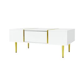 Urban Meuble Modern White Side Table with Gold Accents - thumbnail 6