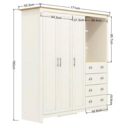 Jack Wills Lancaster 4 Drawer Wardrobe Combi Unit - thumbnail 8