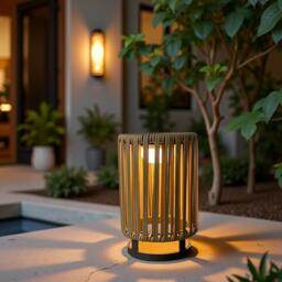 K Living Bakau Small Rattan Solar Rechargeable Lamp - thumbnail 4