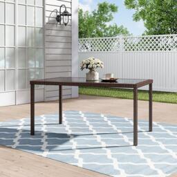 Breeins Brown Rustic Outdoor Wicker Table with Glass