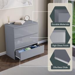 Lassic Glinton 3 Drawer Chest High Gloss - thumbnail 5