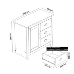 Homelife Sherbourne 3 Drawer Small Sideboard - thumbnail 9
