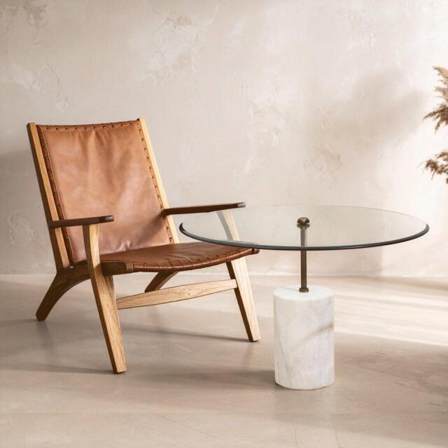 Fifty Five South Rany Glass And White Marble Side Table - image 1
