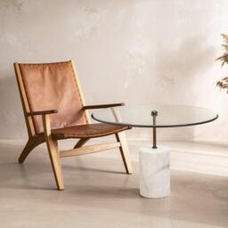 Fifty Five South Rany Glass And White Marble Side Table - thumbnail 1