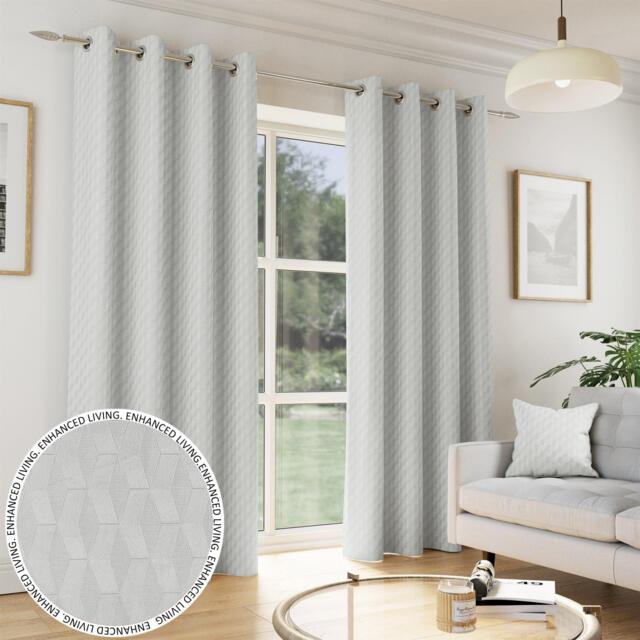 Enhanced Living Tokyo Grey Room Darkening Velvet Eyelet Curtains - image 1