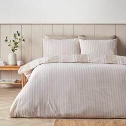 Catherine Lansfield Textured Banded Stripe Reversible Duvet Cover Set - thumbnail 2